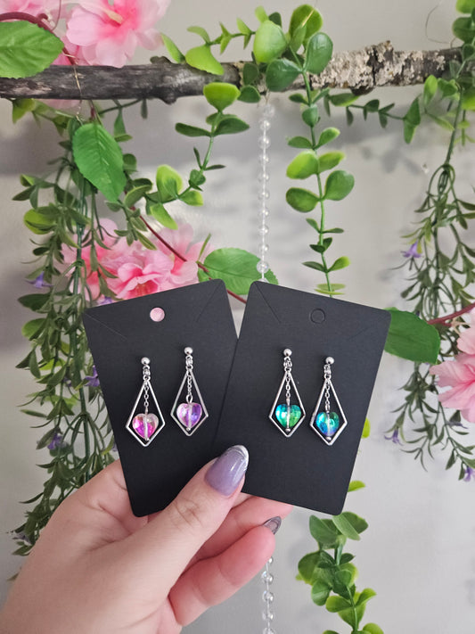 Iridescent hearts earrings